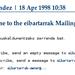 Eibartarrak zerrenda, 1. mezua edo