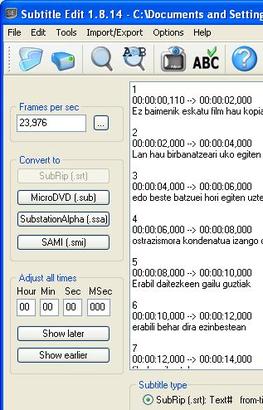 Subtitle Edit formatuak