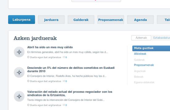 Irekia, albisteak edo jarduerak