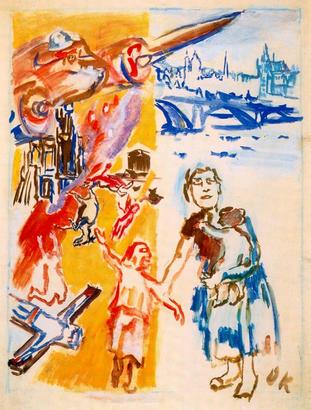 Oskar Kokoschka artista austriarraren "Ayuda a los niños vascos" guaxa