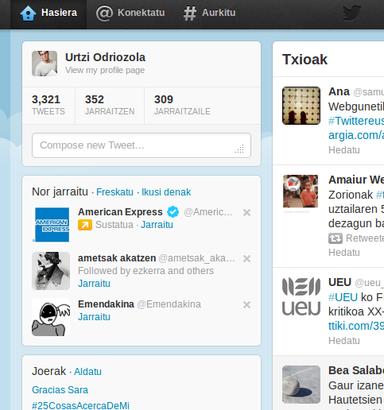 Twitter, interfazea euskaraz