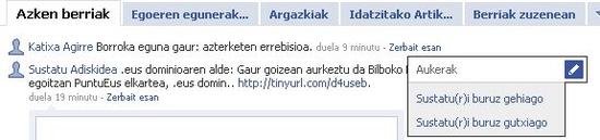 Sustaturen albisteak Facebook-en