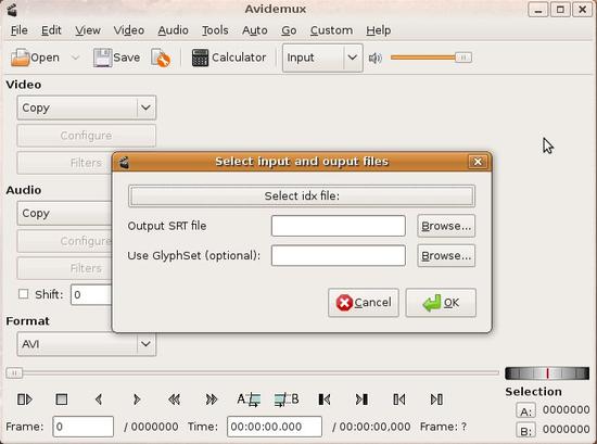 avidemux eskuliburua 2: Srt bihurketa