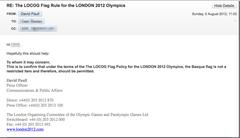 LOCOG: Baimena ikurrinarentzat