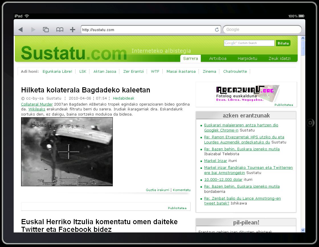 Sustatu iPad batean