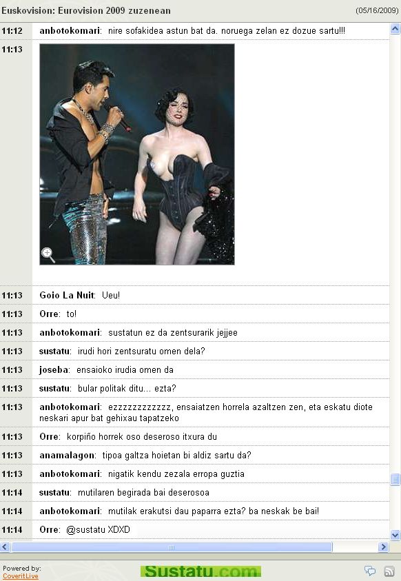 Euskovision zuzeneko liveblogging emanaldikoa