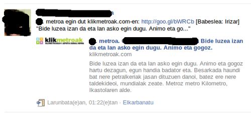 Klikmetroak Facebook-en