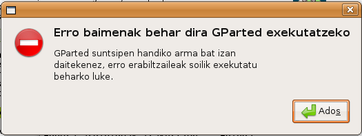 GParted erabilera.